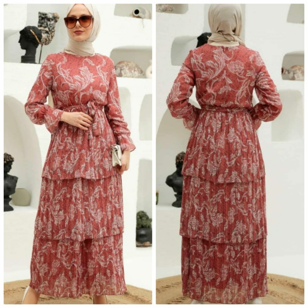 Three steps layered chiffon (pleated)